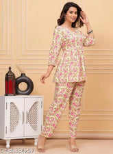 Rayon floral printed flared pyjamas, vibrant and flowing, perfect for sleepwear